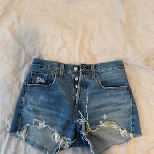 Levi's Blue Distressed Jean Shorts